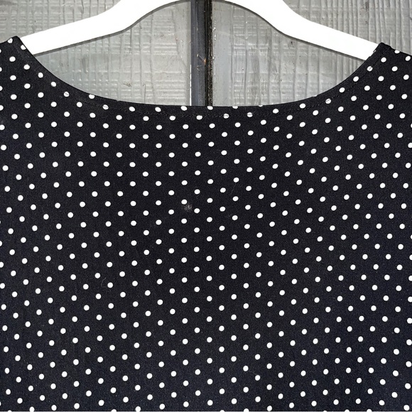 Talbots Woman dress, black with small off-white polka dot print, loose and flowy - Picture 7 of 11